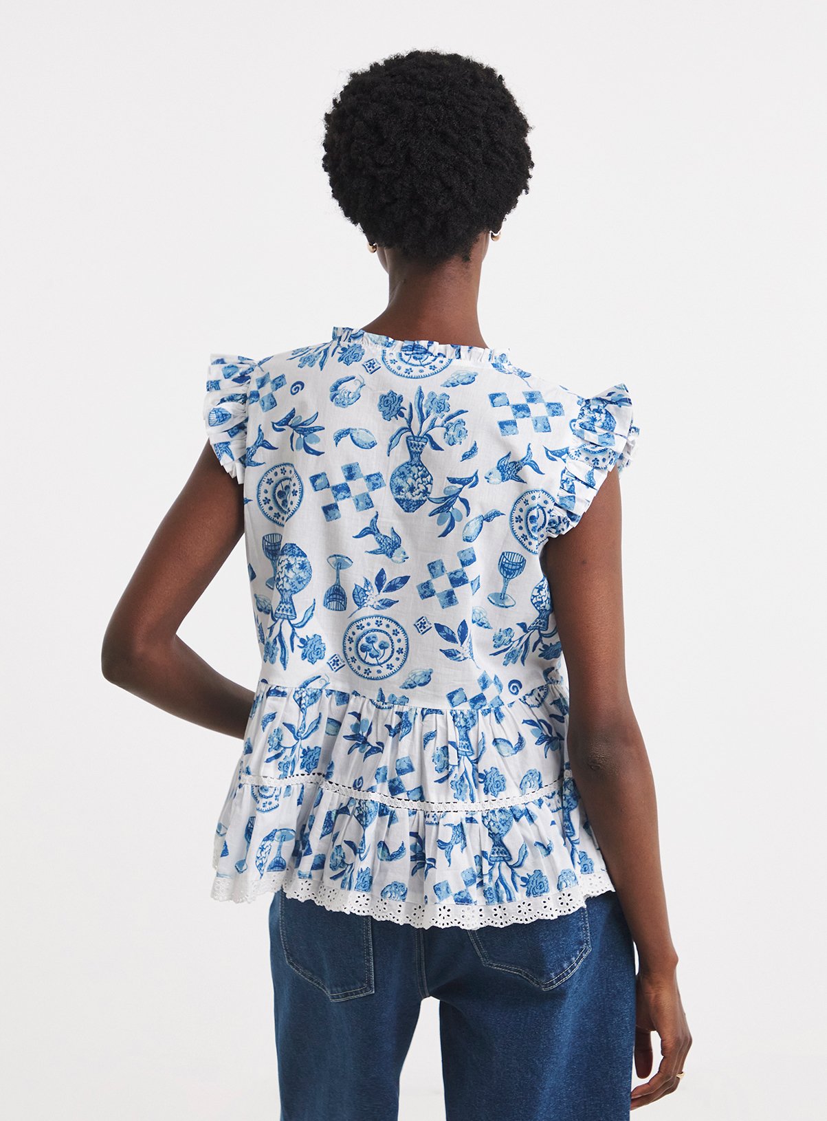 JD WILLIAMS Printed Frill Sleeve Vest 14 - Image 2 thumbnail